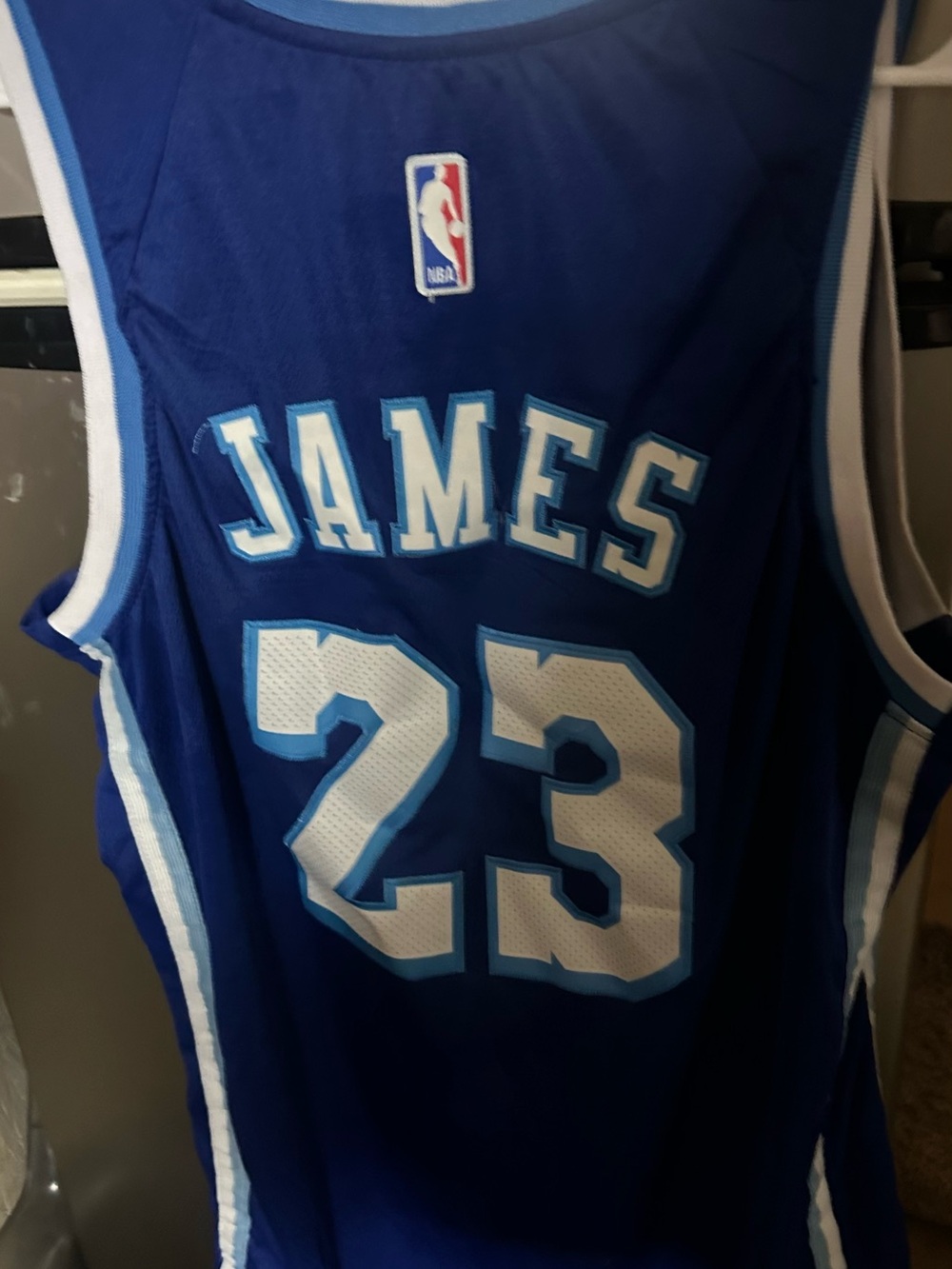 Nike Blue James #23 Basketball Jersey with White Trim